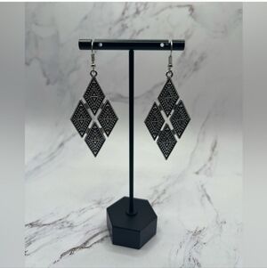NEW Boho Dangle Diamond Style Earrings Retro Silver